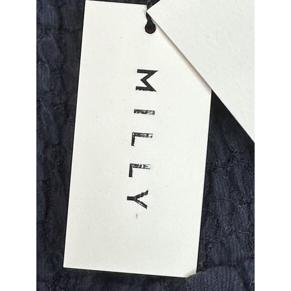 NEW MILLY Wyatt Cotton Lace Skirt 8 Navy Tiered Floral Smocked Waist Angst $325 - Picture 7 of 14